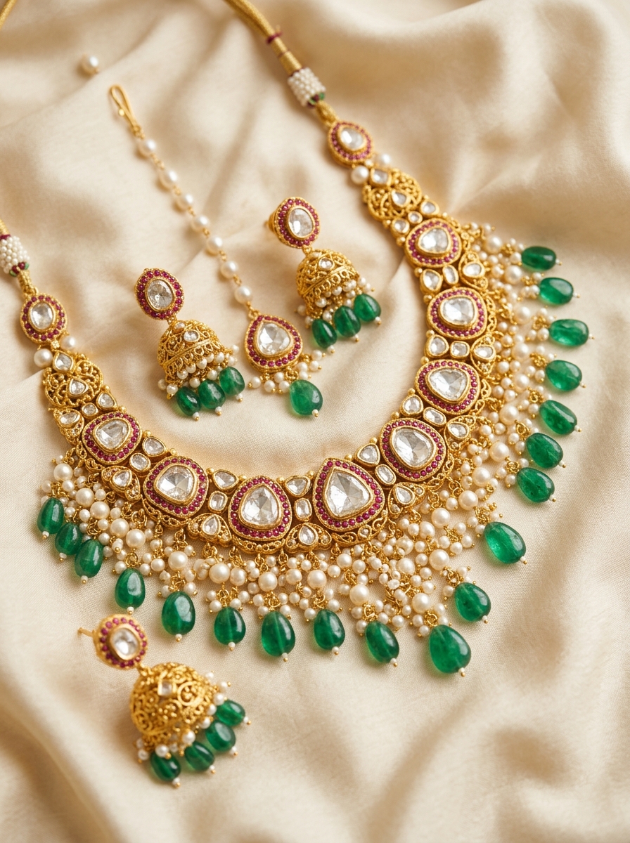 Bridal Kundan and Polki jewelry set